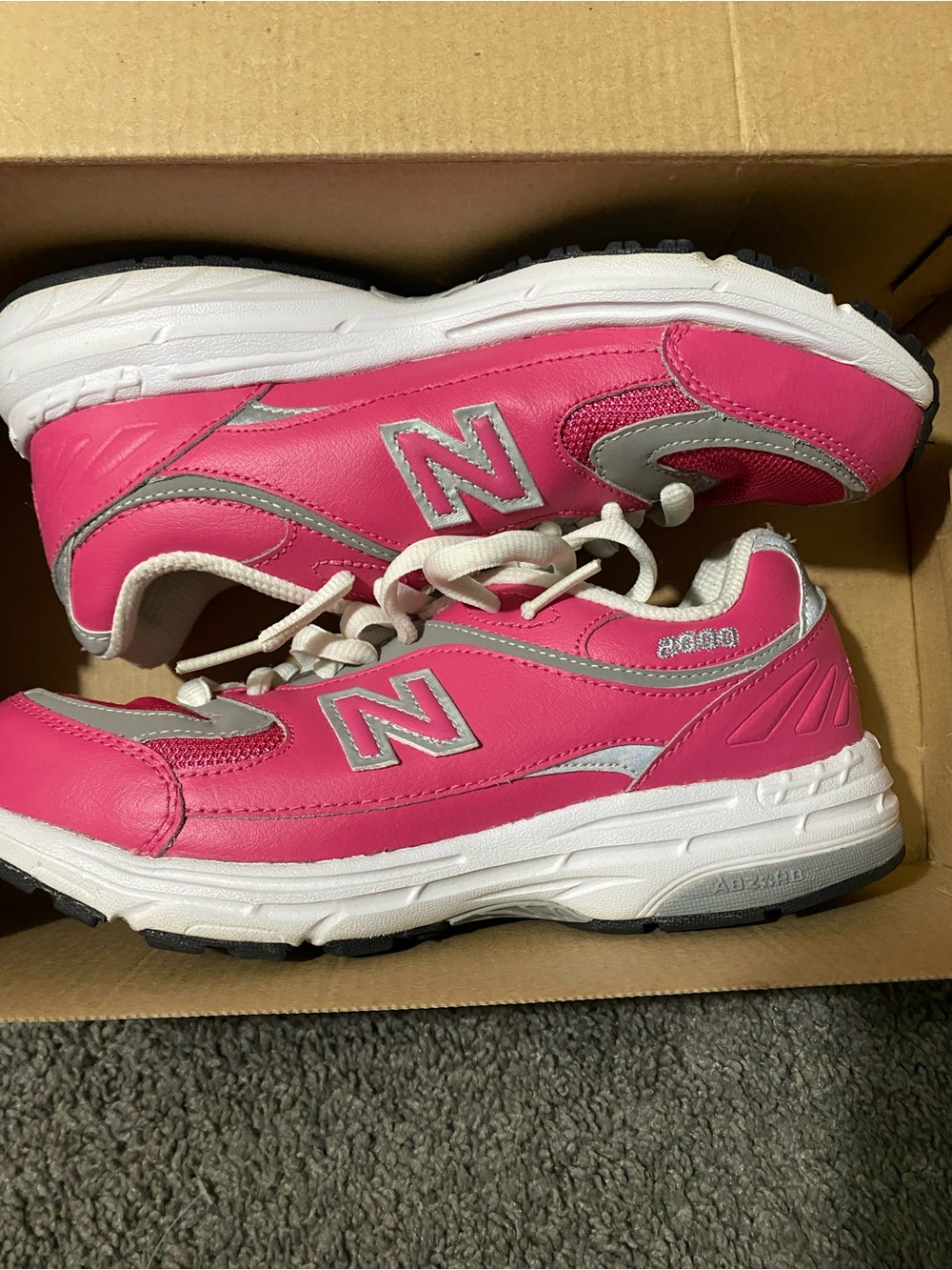 New Balance Kids Hot Pink Sneakers with Silver Accents